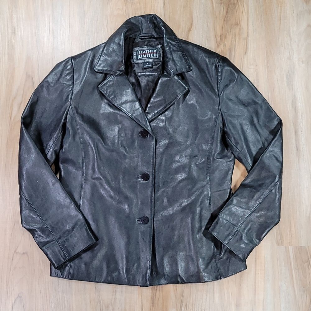 🔸️Vintage Leather Limited Black Leather Jacket Large